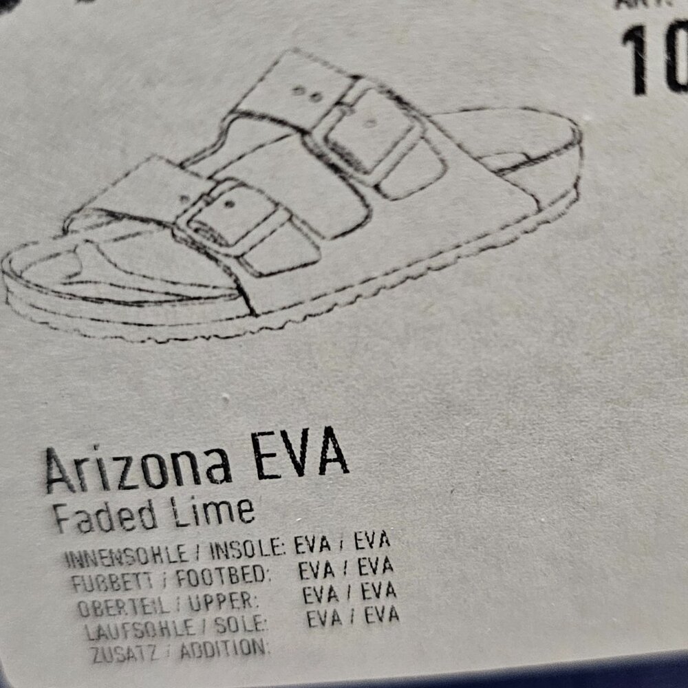 New Birkenstock Women Arizona EVA Faded Lime Waterproof Pool Slide Sandals 10 41 - Picture 7 of 8